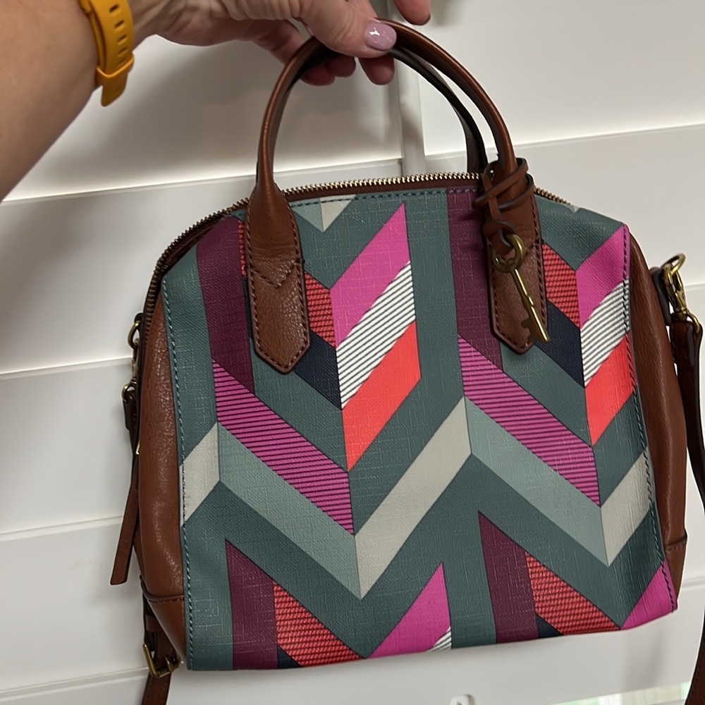 Fossil Multicolored Satchel With Crossbody Strap - image 2